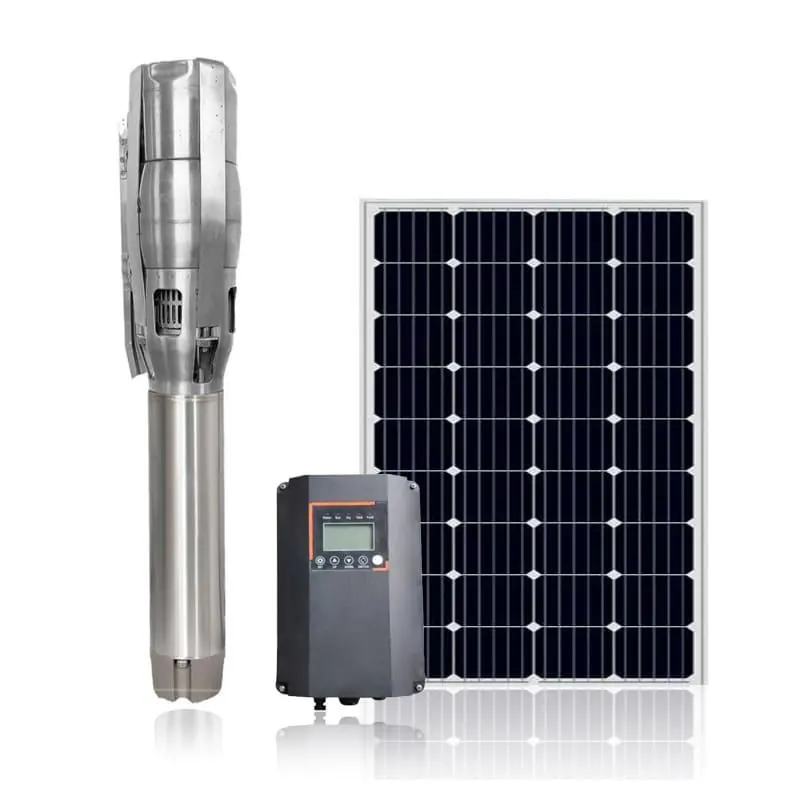 Solar submersible pump with solar panel and controller